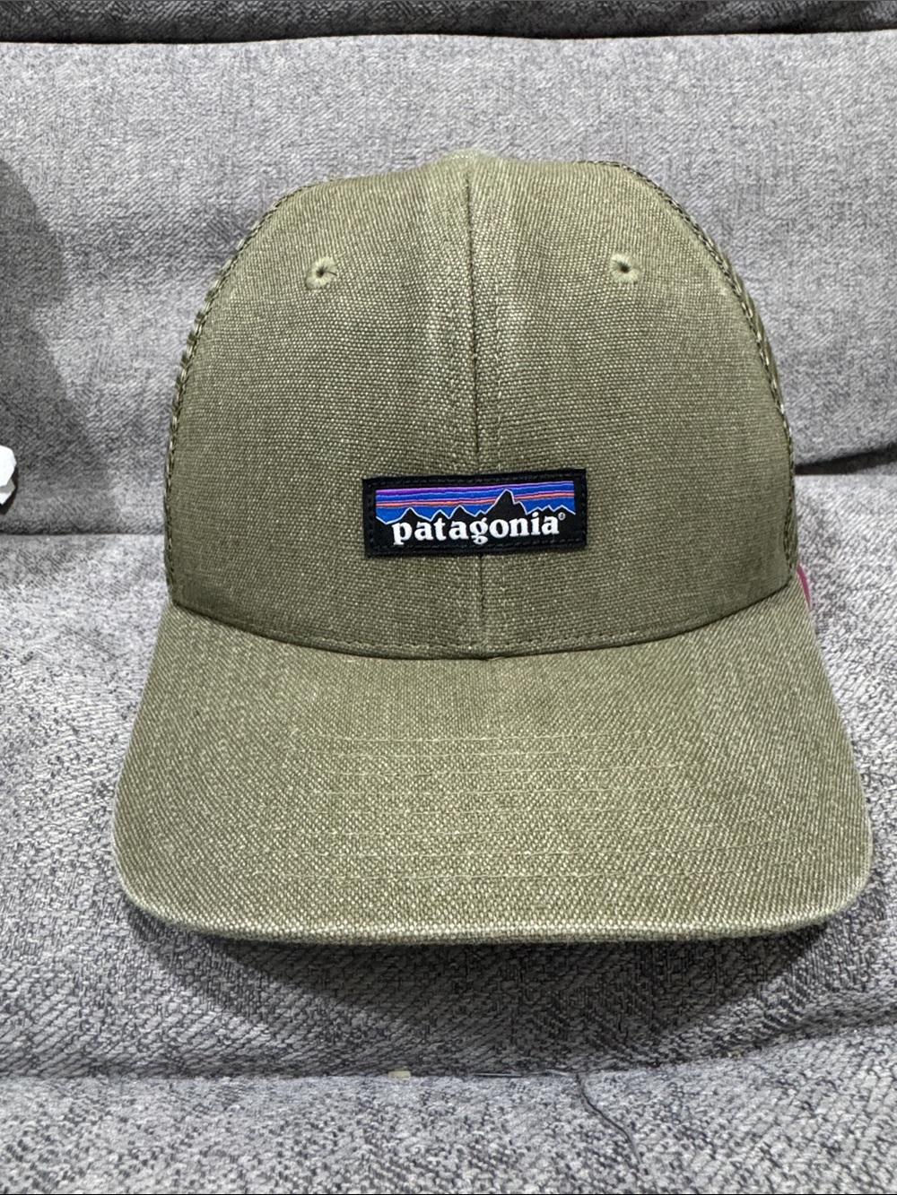 Patagonia Trucker Hat Olive Green Logo Patch Snapback Mesh Cap Adult